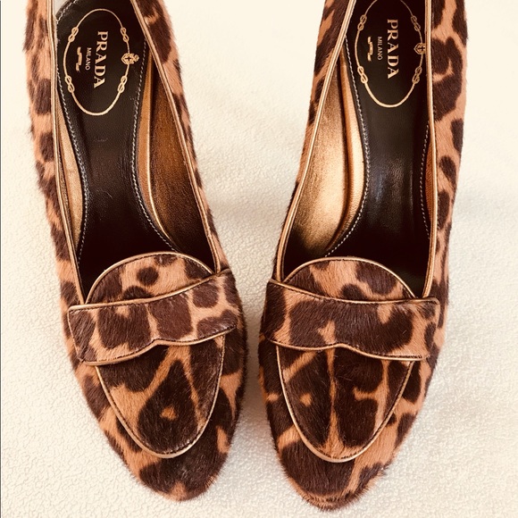 Prada Shoes - PRADA Leopard Calf Hair Leather Pumps Shoes